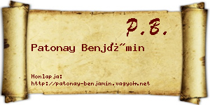Patonay Benjámin névjegykártya